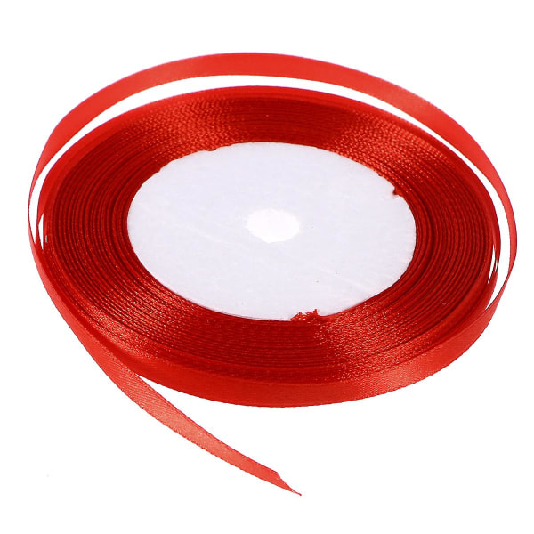 6 mm bredt 25 yards polyesterbånd for gaveinnpakning gaveinnpakning håndverkssøm blomsterdesign bryllupsdekorasjon (rød) som vist på bildet)
