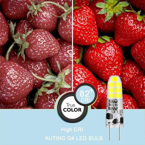 FlkwoH Led G4 Kall Vit 6000K, Auting G4 3W Ekvivalent 20W G4 Halogenlampa, Ej Dimbar, 10-pack [Energiklass F]