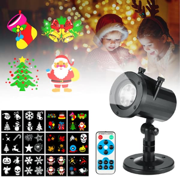 Julesnøfnugg LED-projektor - Julelys med 12 lysbildemønstre