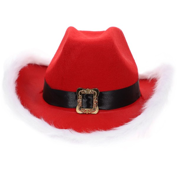 Joulupukin hattu Joulujuhla Cowboy Hattu Jouluvalot Hattu Juhlatarvikkeet (40X30CM, punainen)