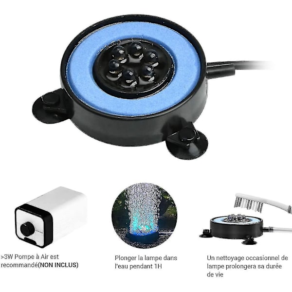 Neddykkelig akvarium boblelampe, automatisk farveskift