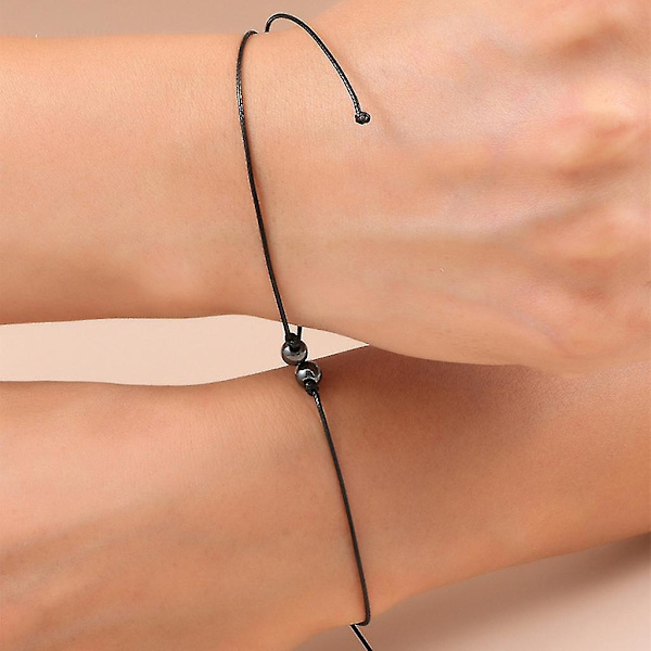 2 st Magnet Armband Par Magnetisk Justerbar Rep Matchande Armband - Jxlgv（Svart och Vit）