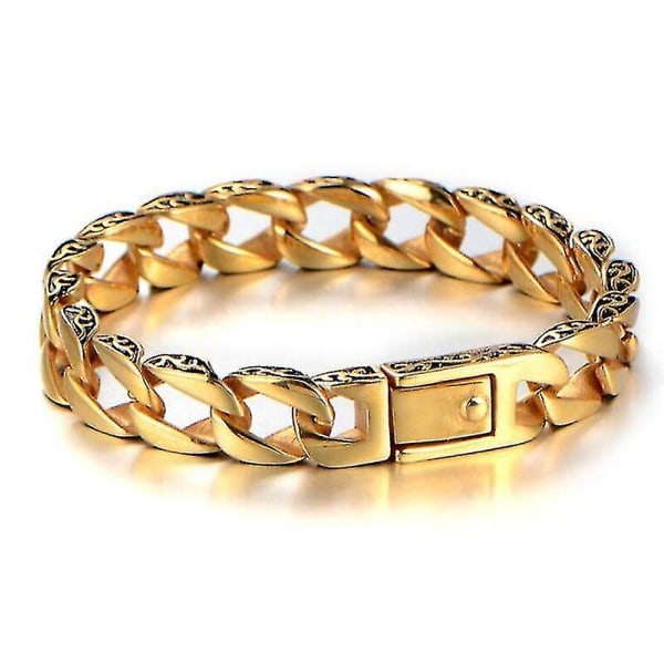 Fashion Vintage Wide Edition Nordic Rune Armbånd Læder Vævet V (Guld)