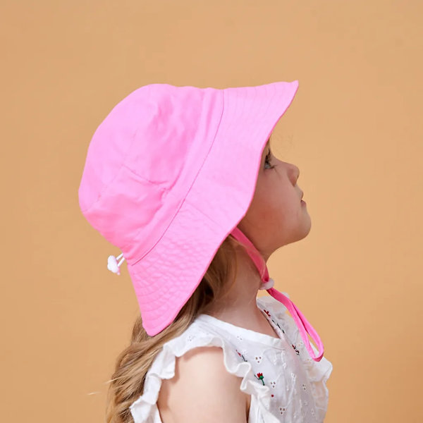 Baby Solhatt UPF 50+ Solskydd Småbarn Sommarhatt Justerbar Flytande Strandhink för Spädbarn, Pojkar, Flickor, Barn, Rosa, S
