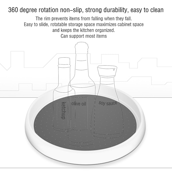 360 Rotation Non-skid Spice Rack Pantry Cabinet Turntable With Wide Base Storage Bin Rotating Organ