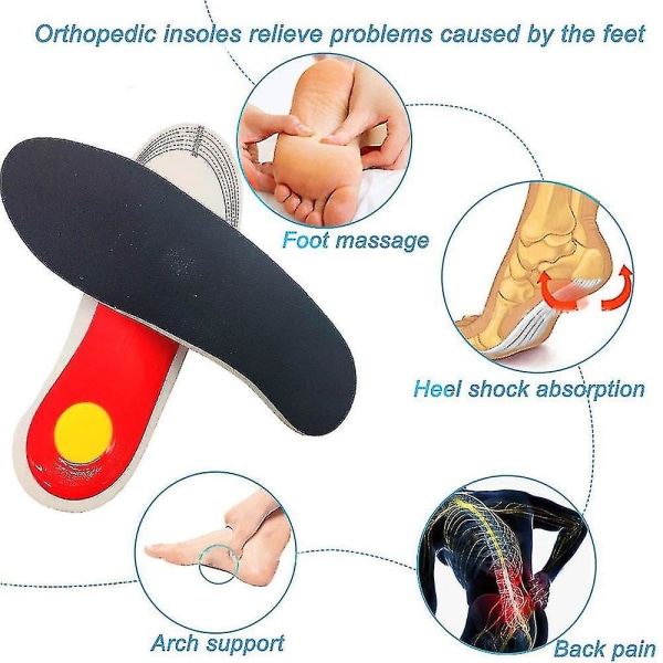 Ortotisk innersula Bågstöd Plattfots ortopediska innersulor för att underlätta för fötterna Tryck av luftrörelser Dämpande kudde vaddering innersula（L (EU41to45)）