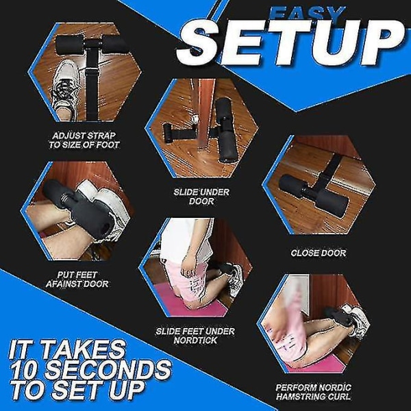 Nordisk Hamstring Curl Strap Med Justerbar Rem, Hamstring Stretcher Med Vadderad Fotledsstång, För Hamstring Curls, Spanska Knäböj Och Magträning För H