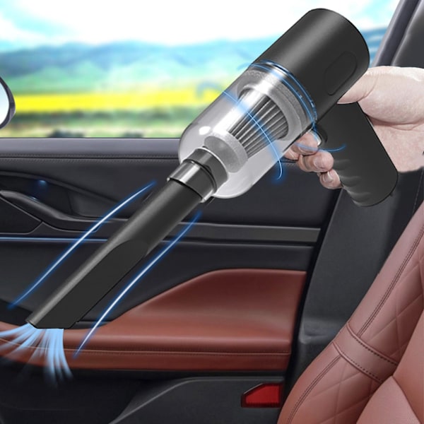 Handhållen bil dammsugare, 120W kraftfull sugning liten bil dammsugare, Mini dammsugare med USB bärbar dammsugare FAN20240326 (svart)