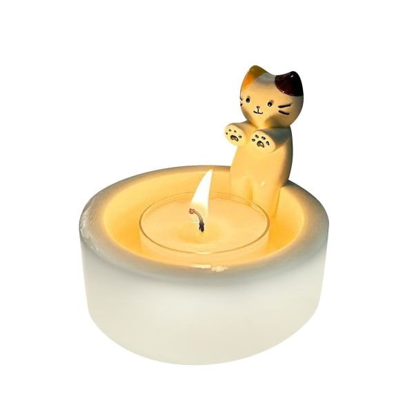 VARMT! Kattunge lysestake, søt grillet katt aromaterapi lysestake dekorativ (fargerik)
