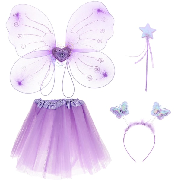 1 sett med fairy gaze ytelse kjole tilbehør jente kostyme (42.00X33.00X1.00CM, lilla)