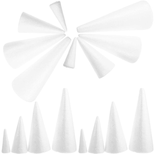 20-delad blank skumkon oavslutad skumkon modell DIY Christmas Foam Cone Craft (6.00X3.00X3.00CM, vit)