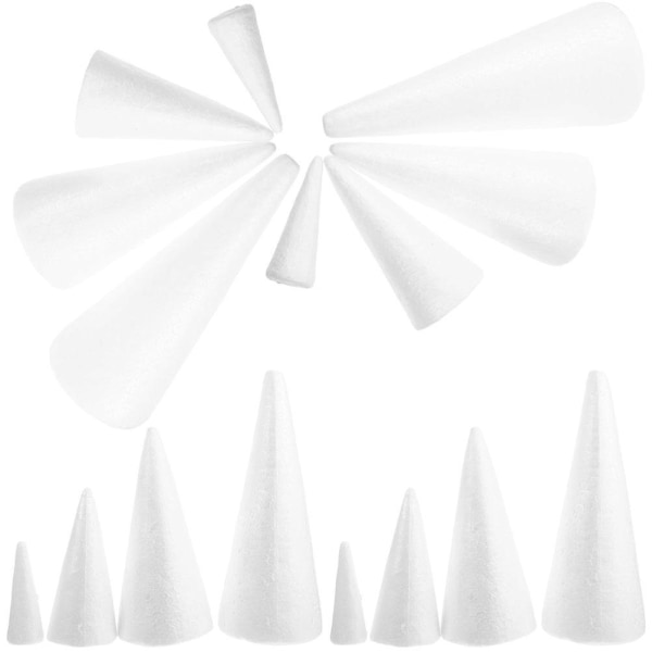 20-delers Blank Foam Cone Uferdig Foam Cone Model DIY Christmas Foam Cone Craft (6,00X3,00X3,00CM, hvit)