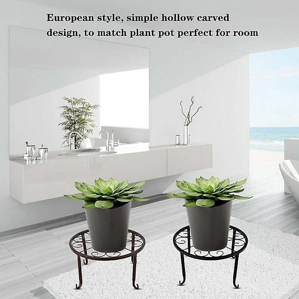 Blomkruka i europeisk stil, stativ i metalldesign, bonsai-kruka, runt järnstativ