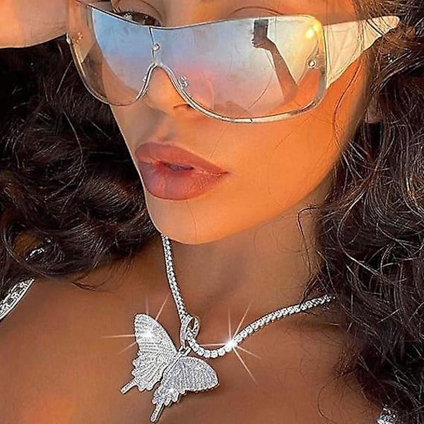 Krystall sommerfugl choker halskjede rhinestone anheng halskjeder kjede glitrende sommerfugl smykker mote fest tilbehør for kvinner og jenter