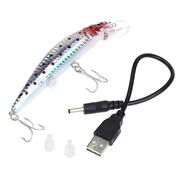 1 stk. Vinter Isfiskeri Lokkemad 3D Øjne Farverige Vinteragn Hård Lokkemad Balancer Fiskeriagn USB-opladning（1 stk.）
