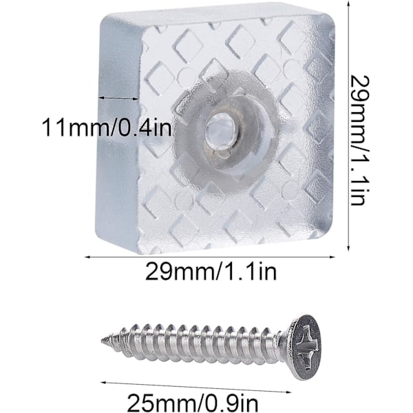 Antiskli gummipads, møbelfotbeskyttelsespute firkantet form for stol, sofa, firkantede stolglidere for støyreduksjon 30PCS