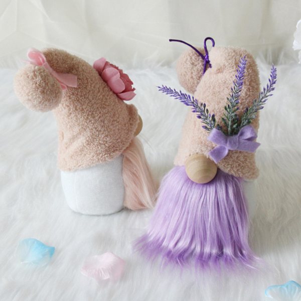 Gnome-docka kärlekssymbol lavendel plyschfoder ansiktslös härlig dvärg älva leksak för alla hjärtans dag (lila)