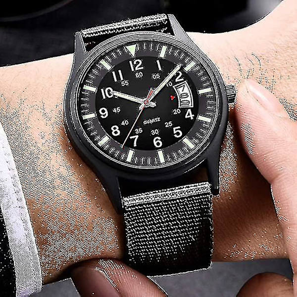 Herrarmé Tactical Field Sports Analog Klocka, Arbetsklocka, Vattentät, Utomhus Casual Quartz Klocka Herr, Grön, Armband-xmd