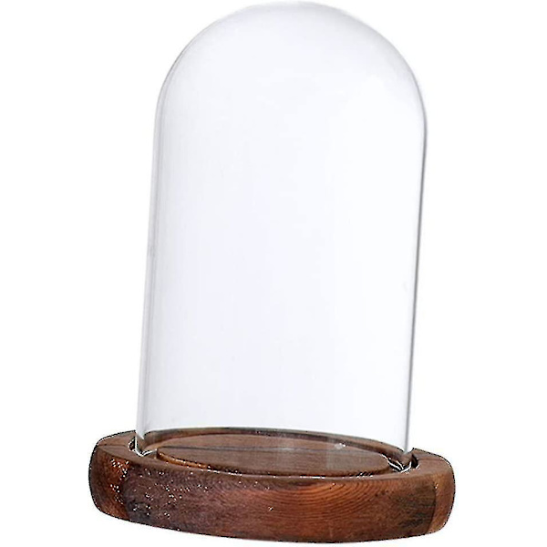 Tenlacum Genomskinlig Glaskupa Med Träbas För Hem Bröllopsfest Dekoration Mittstycke Display Stativ Diy Dekor - (brun A)（Brun a）