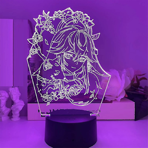 Genshin Impact Yae Miko Led 3d-lamppu Lllusion-valo Pöytälamppu Japanilainen anime-valo Lapsen makuuhuoneen sisustukseen Yövalo Syntymäpäivälahja Manga-vempain