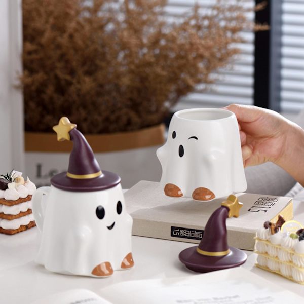 Spøgelseskop Kaffe Julekrus 3D Halloween Krus Spøgelseskop Temafest Gæstegave Keramiske Kopper Gave til Chil Kvinder Mænd