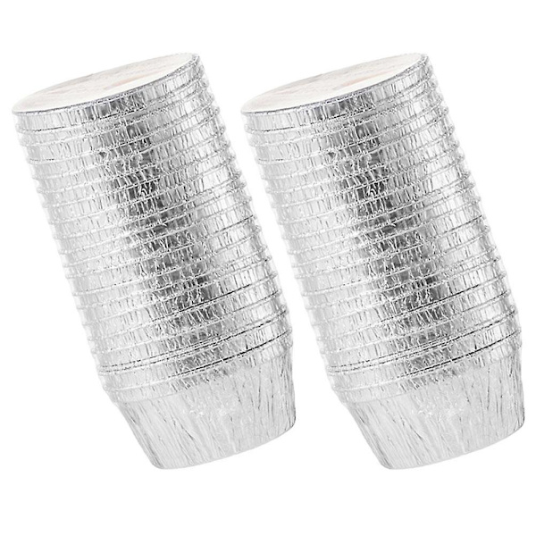 40 stk. aluminiumsfolie bageforme, cupcake bageforme, tærte bageforme, cupcake forme (7.9X5.5X3.7CM, sølv)