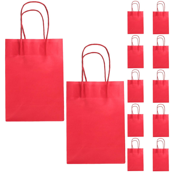 Gaveposer med 12 pakker Papirgave-muleposer Julefest-favorit-tasker Julegaveposer (21X15 cm, rød)