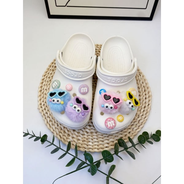 12 st 3D-träskor Sandaler Prydnader (m Bean slumpmässig färg), skosmycken, söta skoprydnader för träskor skor sandal armband DIY