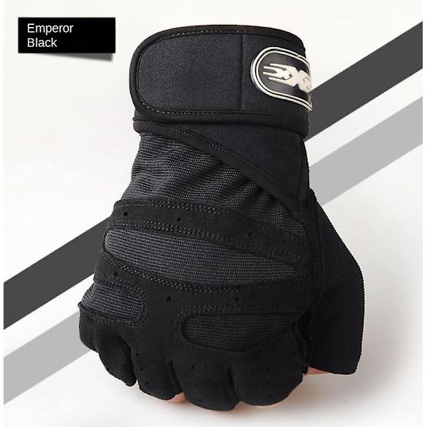 Fingerlösa träningshandskar med handledsstöd, förbättrat handflateskydd, extra grepp för crosstraining, handstöd och tyngdlyftning (svart)