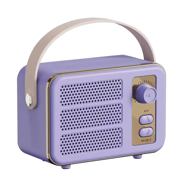 Design av retro trådlös Bluetooth-högtalare, Mini utomhus bekväm bärbar liten högtalare (Bluetooth/TF/AUX/USB) 20240788（Lila）