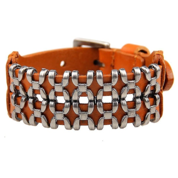 Breda läderarmband med spänne i titanstål