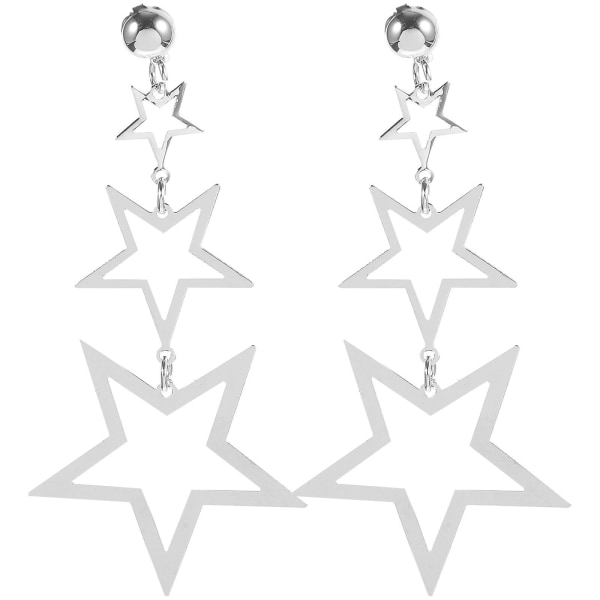 1 par stjärnörhängen, enkla hängörhängen, stjärnformade hängörhängen (9,2X4,4X1,3CM, vit)