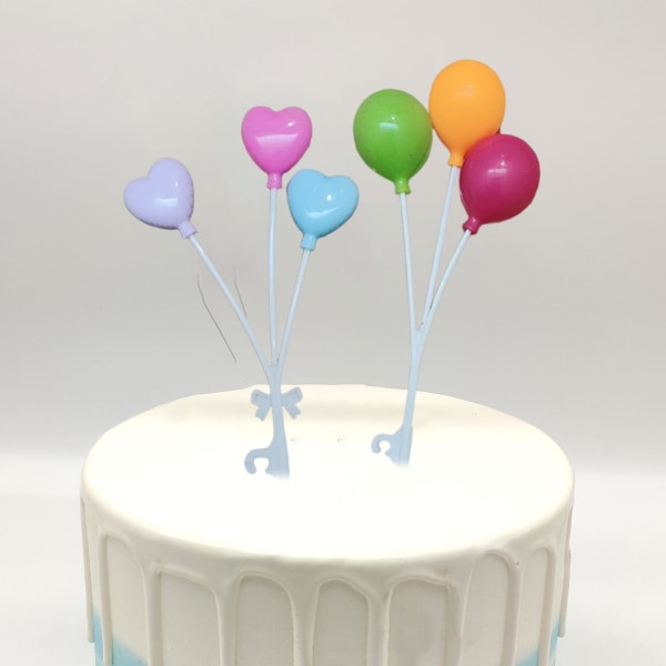 1/4 bundt miniatureballonhjerte Rund farverig ballonsimulering Plasthåndværksmodel Mikroscene Lad som legetøj Bagning Kage Topper Dukkehus（F）