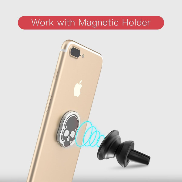 Mobiltelefon-ringgreb, 2-pak sæt, 360 justerbar ringholder, passer til magnetisk bilholder til mobiltelefonholder og sort