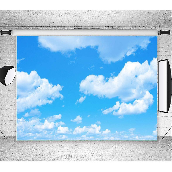 7x5ft Vinyl Fotografi Bakgrunner Blå Himmel Hvit Sky Sunny Sky Foto Bakgrunn Baby Shower Bursdagsfest Studio Rekvisitter Booth Banner