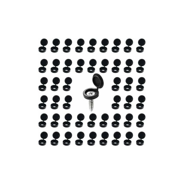 120 stycken Plast Cover, Plast Cap, Cover, Bricka Cover, Skruv dekorativt cover (svart)