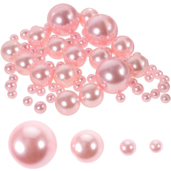 125 stk ikke-porøse falske perler DIY falske perle lyskopp fil flytende perle bryllupsfest dekorasjon (3X3cm, rosa)