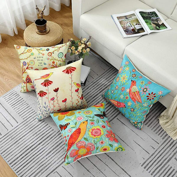 Set med 4 kuddfodral - 45 x 45 cm - Utomhusdekoration - Vattenavvisande - Andningsbar - För soffkuddar, trädgård och utomhus