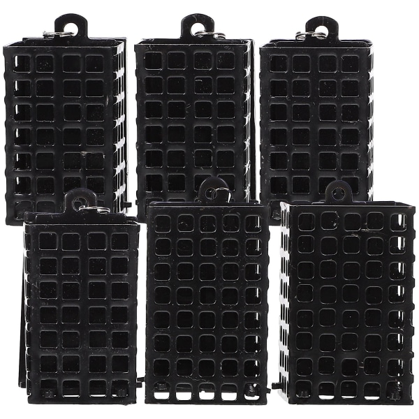 6-Pack Professional Fishing Bait Container Bait Thrower Fishing Feeder Fishing Feeder Stand Supplies (5.80X3.30X3.00CM, Black)