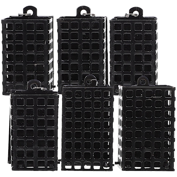 6-pakke profesjonell fiskebeitebeholder agnkaster fiskeforer fiskeforerstativ forsyninger (5.80X3.30X3.00CM, svart)