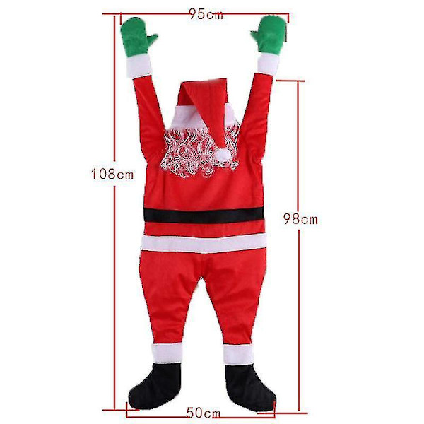 Sammetsklädd tomte klättrande väggdekoration klädhängande present semestergåva (1 st röd)