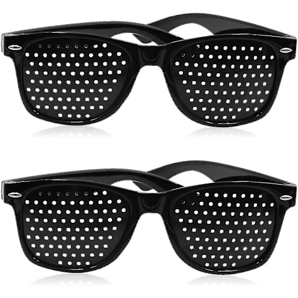 2 stk Pinhole-briller for å forbedre synet, sorte unisex øyesynstyrkende pinhole-briller