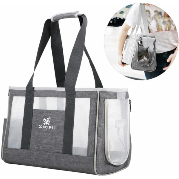 Bärbar resväska för djur designad för vikt under 6 kg, mörkgrå, S