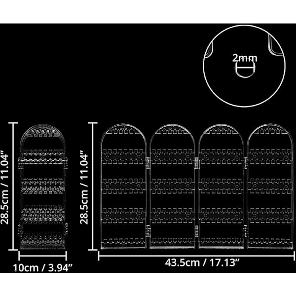 Vikbar örhänge displayställ i akryl, multifunktionellt hopfällbart displayställ, typ akryl örhänge hängare (42x2x28.5CM)