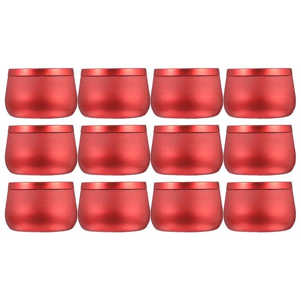 12-pak blik dåser runde forseglede dåser Candy Snack Emballage Box Party Favors (7,5X6,5 cm, rød)