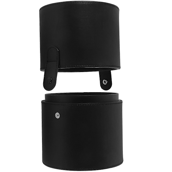 Bärbar sminkborste låda sminkborste förvaringshink sminkborste förvaringsställ med lock (20.1X13.2cm, svart)