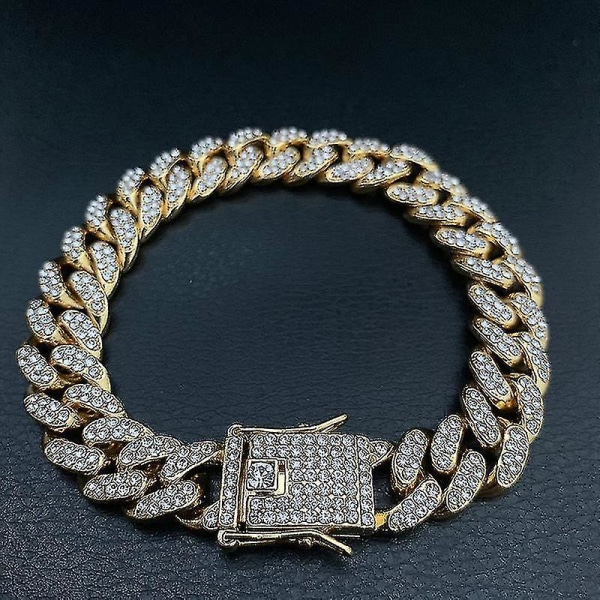 51g korkealaatuinen hip hop -rannekoru miehille Miami Cuban Link -ketju Fo（22cm）