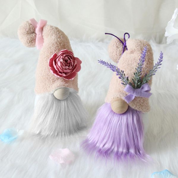 Gnome-docka kärlekssymbol lavendel plyschfoder ansiktslös härlig dvärg älva leksak för alla hjärtans dag (lila)