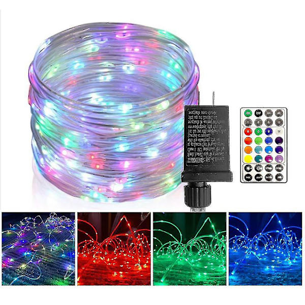 Repljus, 33ft 100 Led Rgb Färgförändrande Utomhus Vattentät Slingljus Med Stickpropp