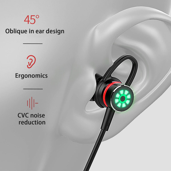 Sports Earbuds Trådbundna Löparhörlurar Med Mikrofon, Nackband In-Ear Stereo Träningshörlurar Designade För Jogging Gym Headset 20240563（Röd）